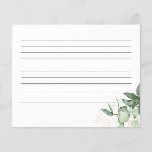 Greenery Vrijgezellenfeest Recipe Kaart (Achterkant)