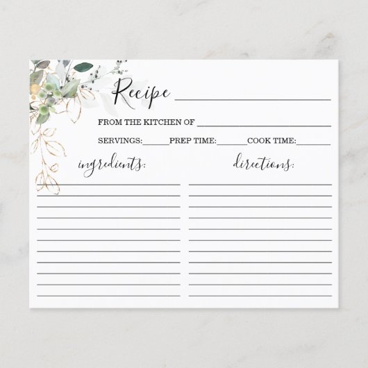 Greenery Vrijgezellenfeest Recipe Kaart (Voorkant)
