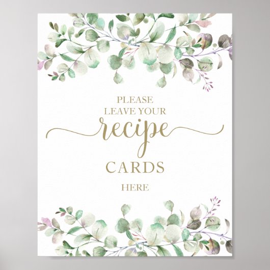 Greenery Vrijgezellenfeest Recipe Kaarten Sign Poster (Voorkant)