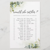 Greenery Vrijgezellenfeest spel (Voorkant)