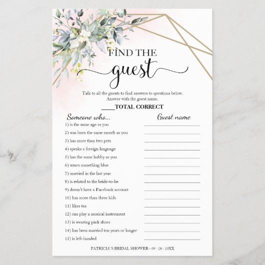 Greenery Vrijgezellenfeest vindt de game-brochure Flyer (Voorkant)