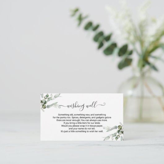 Greenery Vrijgezellenfeest Wishing Well Insert Informatiekaartje (Staand voorkant)