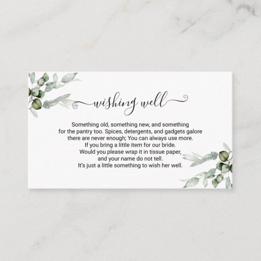 Greenery Vrijgezellenfeest Wishing Well Insert Informatiekaartje (Voorkant)