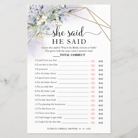 Greenery Vrijgezellenfeest zei dat ze Game Flyer z (Voorkant)