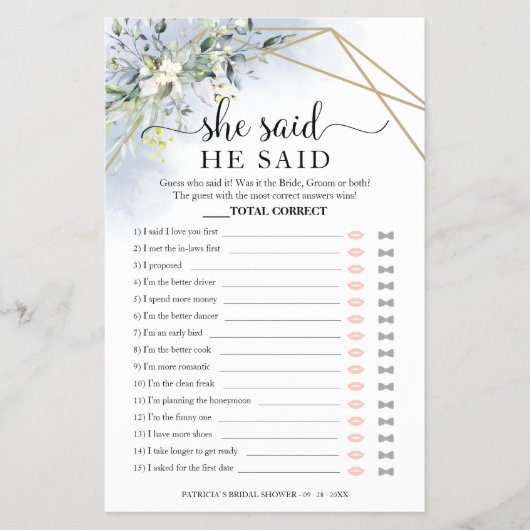 Greenery Vrijgezellenfeest zei dat ze Game Flyer z (Voorkant)