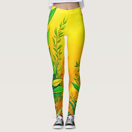 Greenery Warm Glow Art Leggings (Voorkant)