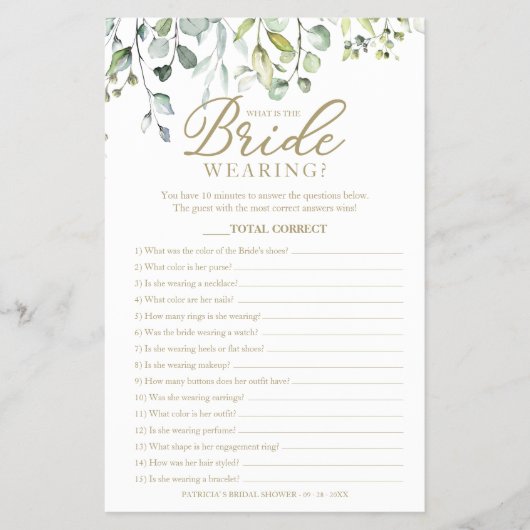 Greenery Wat is de bridale van het spel? Flyer (Voorkant)