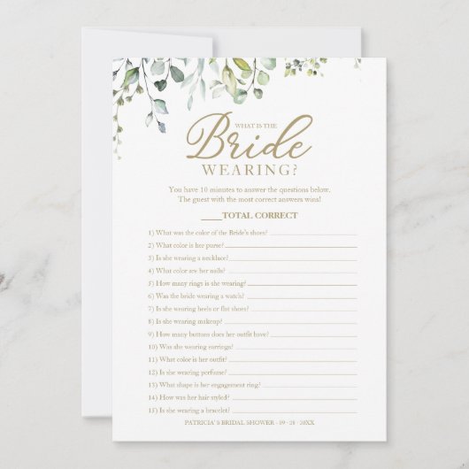 Greenery Wat is de bridale van het spel? Kaart (Voorkant)