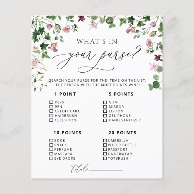 Greenery Wat zit er in je Purse Game (Voorkant)