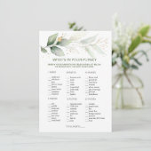 Greenery Wat zit er in je Purse Vrijgezellenfeest  Kaart (Staand voorkant)