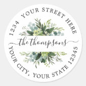 Greenery watercolor floral Classic Round Sticker (Voorkant)