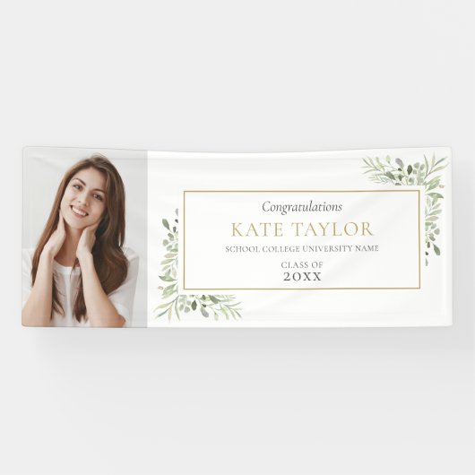 Greenery Waterverf Afstuderen Fotocongressen Spandoek (Horizontaal)