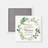 Greenery Waterverf Baby shower Favor Magneet (Voorkant / Achterkant)