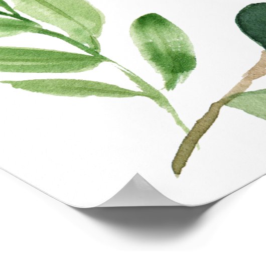 Greenery Waterverf Baby shower Welkomstteken Poster (Hoek)