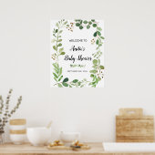 Greenery Waterverf Baby shower Welkomstteken Poster (Keuken)