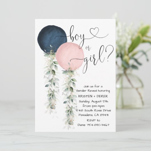 Greenery Waterverf Balloons Kaart (Staand voorkant)