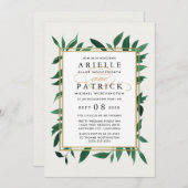 Greenery Waterverf Betrokkenheid Party Uitnodiging (Voorkant / Achterkant)