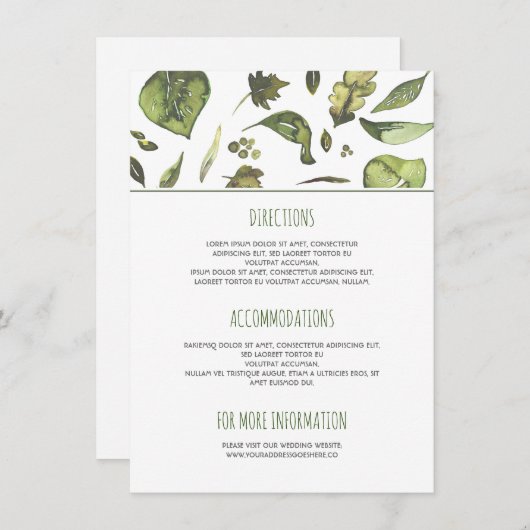 Greenery Waterverf biedt geen bruiloft meer Informatiekaartje (Voorkant / Achterkant)