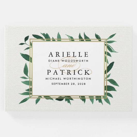 Greenery Waterverf Botanical Wedding Guest Book Gastenboek (Voorkant)