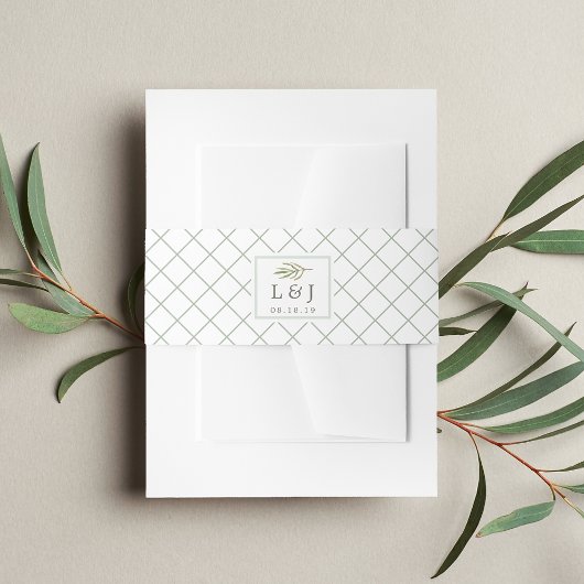 Greenery | Waterverf Botanical Wedding Monogram Uitnodigingen Wikkel