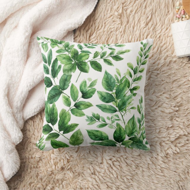 Greenery Waterverf Botanische bladeren Kussen (Deken)