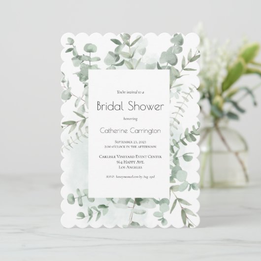 Greenery Waterverf Bridal Shower-uitnodigingen Kaart (Staand voorkant)