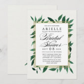 Greenery Waterverf Bridal Shower-uitnodigingen Kaart (Voorkant / Achterkant)