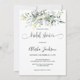 Greenery Waterverf bruidsdouche uitnodiging