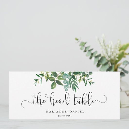 Greenery waterverf bruiloft hoofdbord (Staand voorkant)