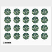Greenery Waterverf bruiloft Monogram Envelope Seal Ronde Sticker (Vel)