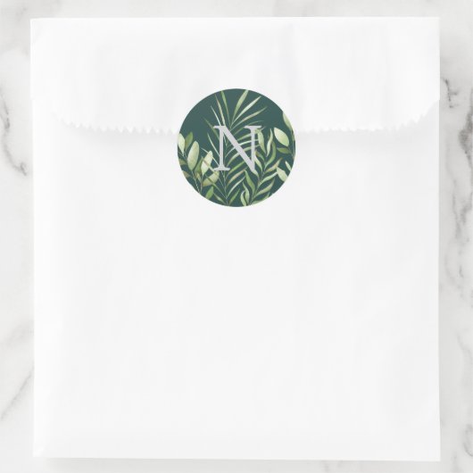 Greenery Waterverf bruiloft Monogram Envelope Seal Ronde Sticker (Tas)