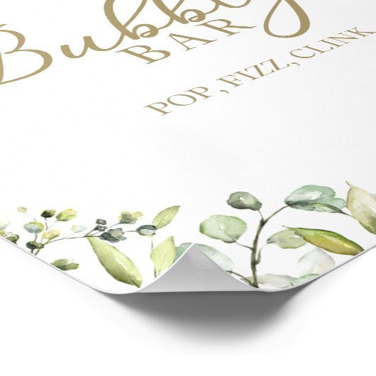 Greenery Waterverf Bubble Bar Pop Fizz Clink Sign. Poster (Hoek)