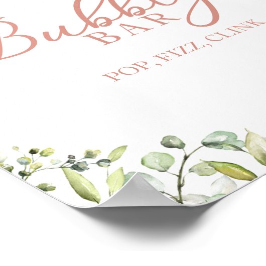 Greenery Waterverf Bubble Bar Pop Fizz Clink Sign. Poster (Hoek)