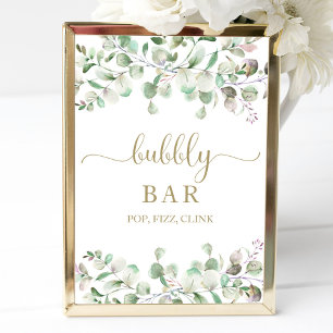 Greenery Waterverf Bubble Bar Pop Fizz Clink Sign. Poster