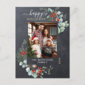 Greenery Waterverf Chalkboard Feestdagenkaart (Voorkant)