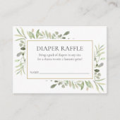 Greenery Waterverf Diaper Raffle Baby shower Informatiekaartje (Voorkant)