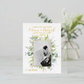 Greenery waterverf eucalyptus met foto folie uitnodiging briefkaart (Staand Voorkant)