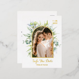 Greenery waterverf eucalyptus met fotofolie folie uitnodiging briefkaart