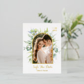 Greenery waterverf eucalyptus met fotofolie folie uitnodiging briefkaart (Staand Voorkant)