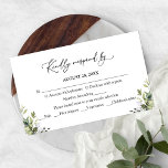 Greenery Waterverf Eucalyptus RSVP respons Informatiekaartje<br><div class="desc">Een schattige bruine bruiloft-rsvp-kaart. Eenvoudig aan te passen met uw details. AANPASSING: Als u een ontwerpaanpassing nodig hebt,  kunt u contact met mij opnemen via chat. Als u informatie nodig hebt over uw bestelling,  verzendopties,  enz.,  kunt u rechtstreeks contact opnemen met de Zazzle-ondersteuning op https://help.zazzle.com/hc/en-us/articles/221463567-How-Do-I-Contact-Zazzle-Customer-Support-.</div>