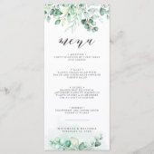 Greenery Waterverf Eucalyptus Wedding Dinner Menu (Voorkant)