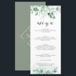 Greenery Waterverf Eucalyptus Wedding Dinner Menu<br><div class="desc">Greenery Waterverf Eucalyptus Wedding Dinner Menu. Monogram achteraan.</div>