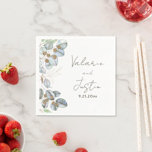Greenery Waterverf Eucalyptus Wedding Napkins Servet (Insitu)