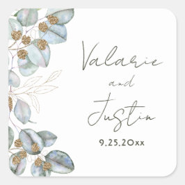 Greenery Waterverf Eucalyptus Wedding Square Stic Vierkante Sticker