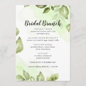 Greenery Waterverf Floral Bridal Brunch Menu (Voorkant)