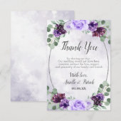 Greenery Waterverf Floral Paars Elegant Wedding Bedankkaart (Voorkant / Achterkant)