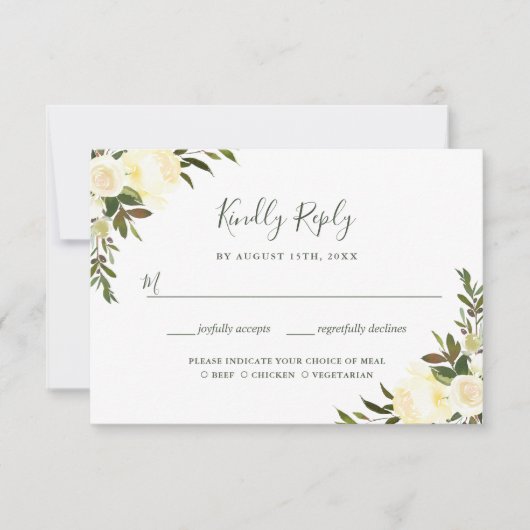 Greenery Waterverf Floral RSVP met keuzevrijheid (Voorkant)