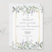 Greenery Waterverf Floral Sage Lila Wedding Kaart (Voorkant)