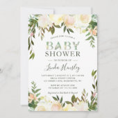 Greenery Waterverf Floral Typography Baby shower Kaart (Voorkant)