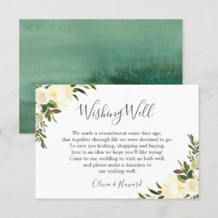 Greenery Waterverf Floral Wedding Wishing Well Kaart